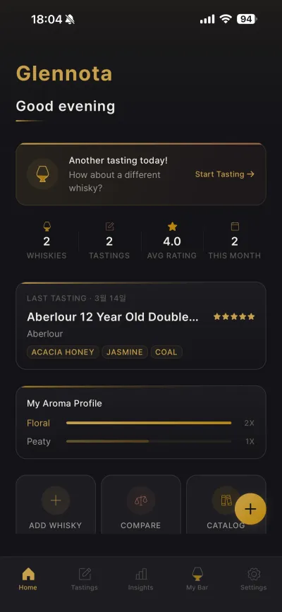 Glennota App Home Screen